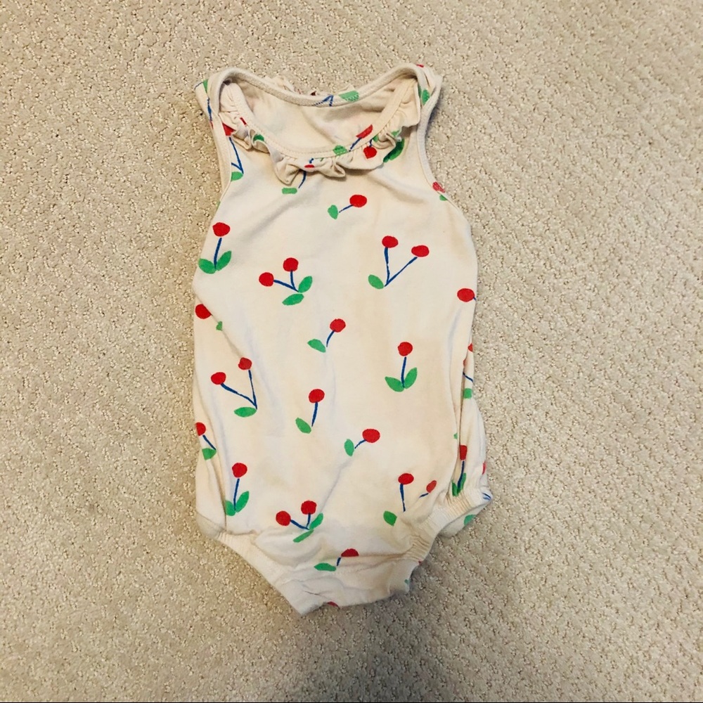 Alice and Ames Cherry Ruffled Onesie